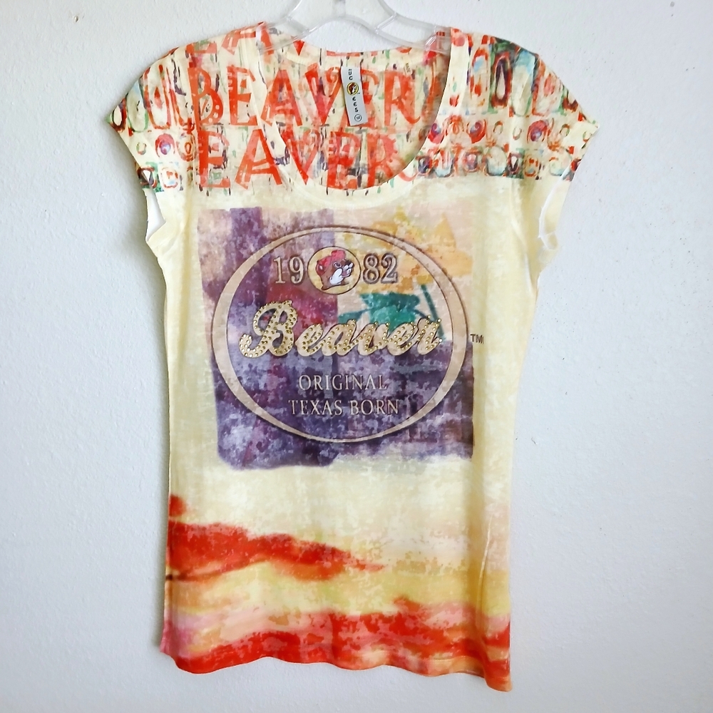 Bucees Burnout Embellished Tee Womens Size Medium